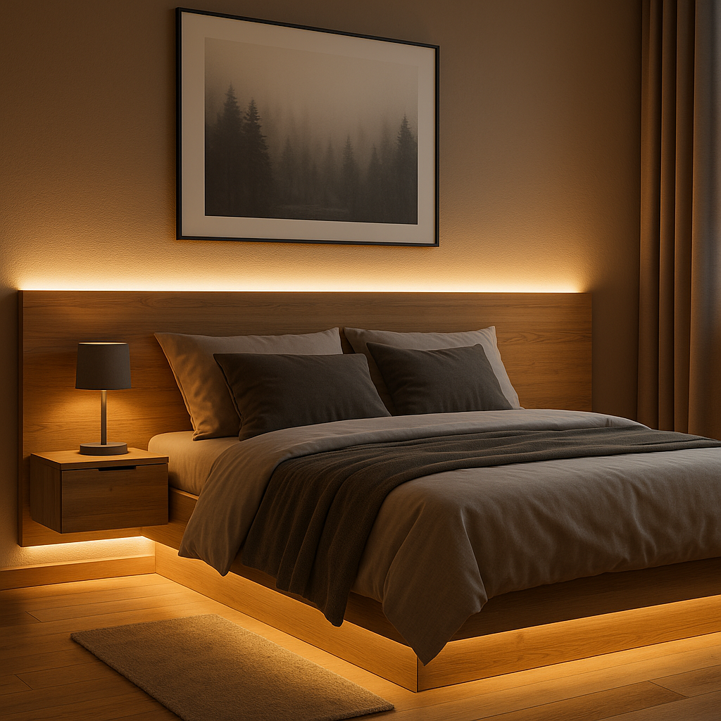 LED pasik tepla biela osvetlenie spalne