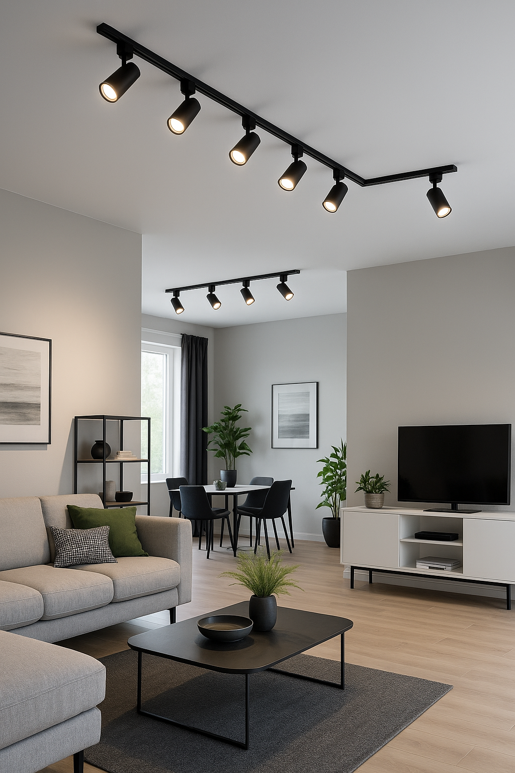 lištové stropné bodové svetlá obývacia izba