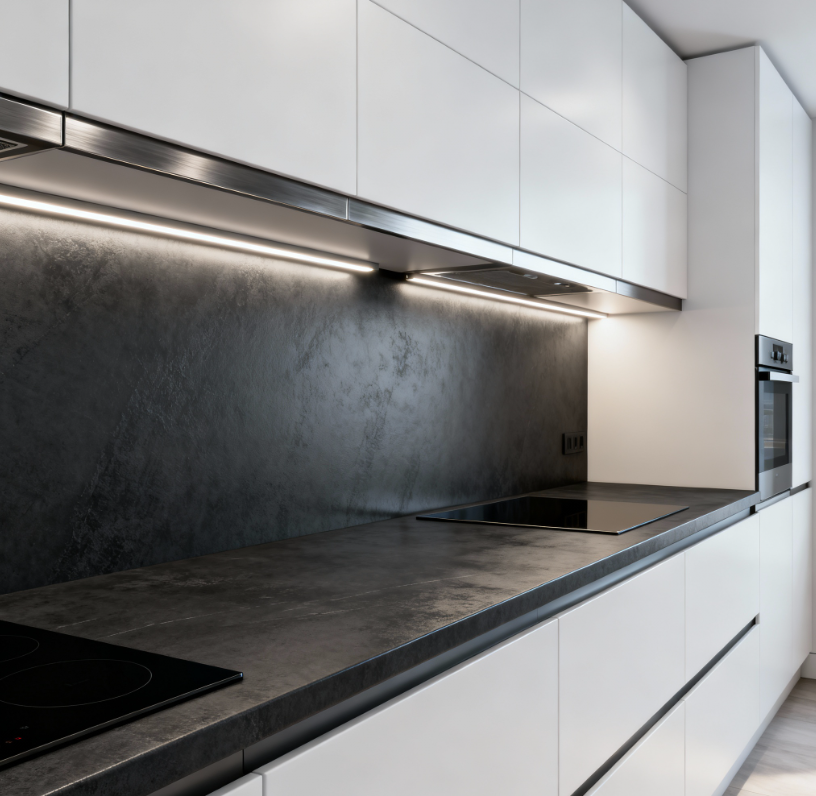 LED osvetlenie kuchynskej linky LED pásikom so studenou bielou farbou svetla