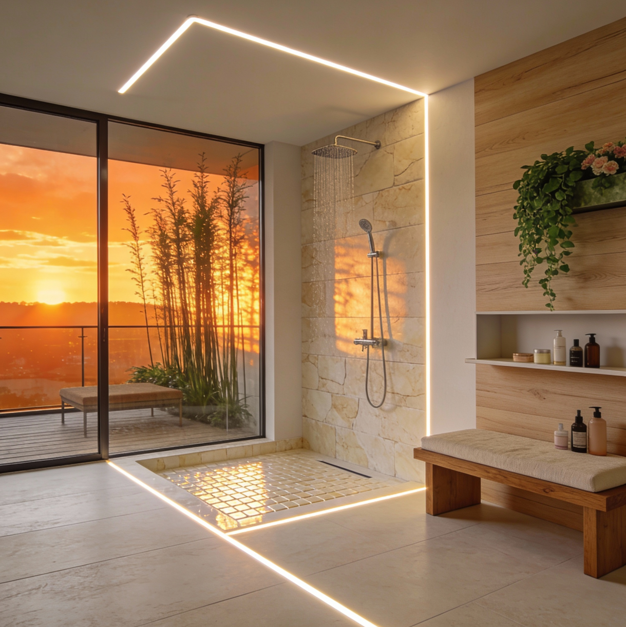 kúpeľňové vode odolné LED osvetlenie v lište zlatej farby