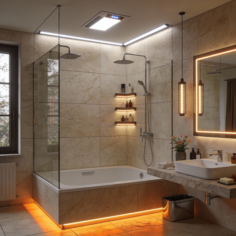 osvetlenie kúpeľne pomocou vode odolných COB LED pásikov