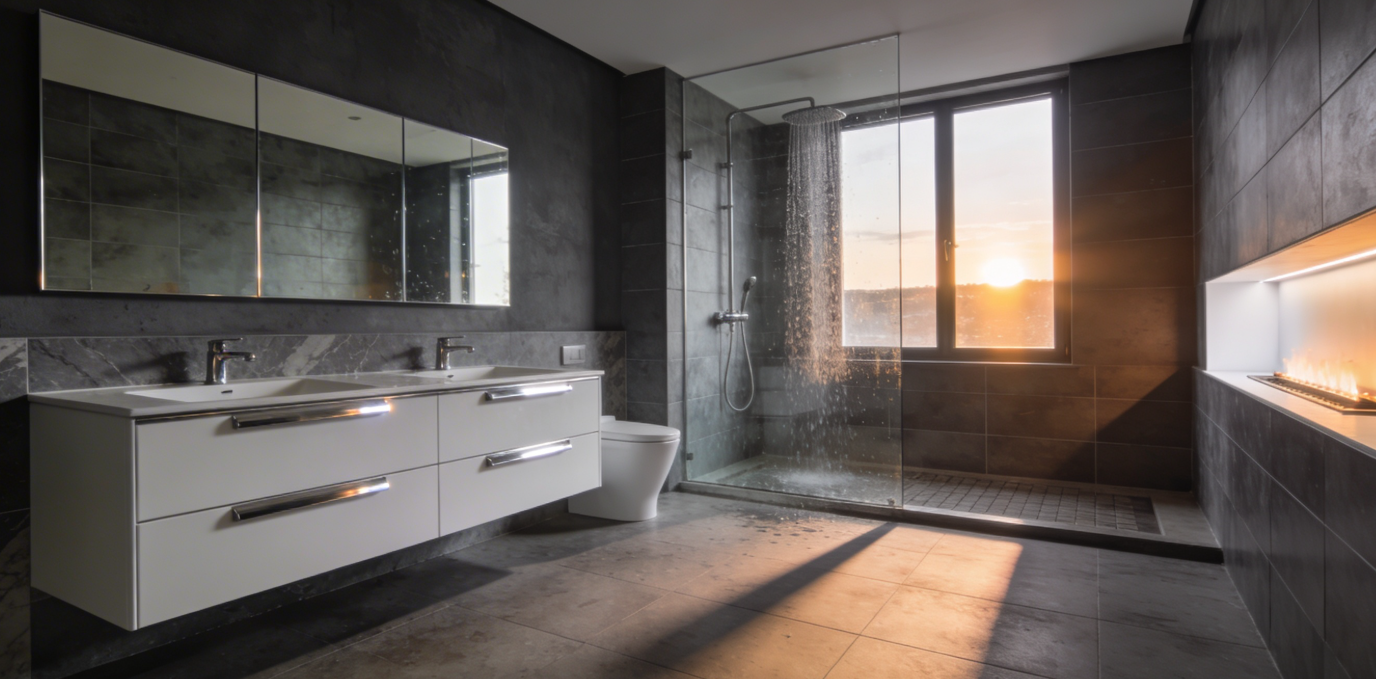 kúpeľňa s led osvetlením pomocou vode odolného led zroja