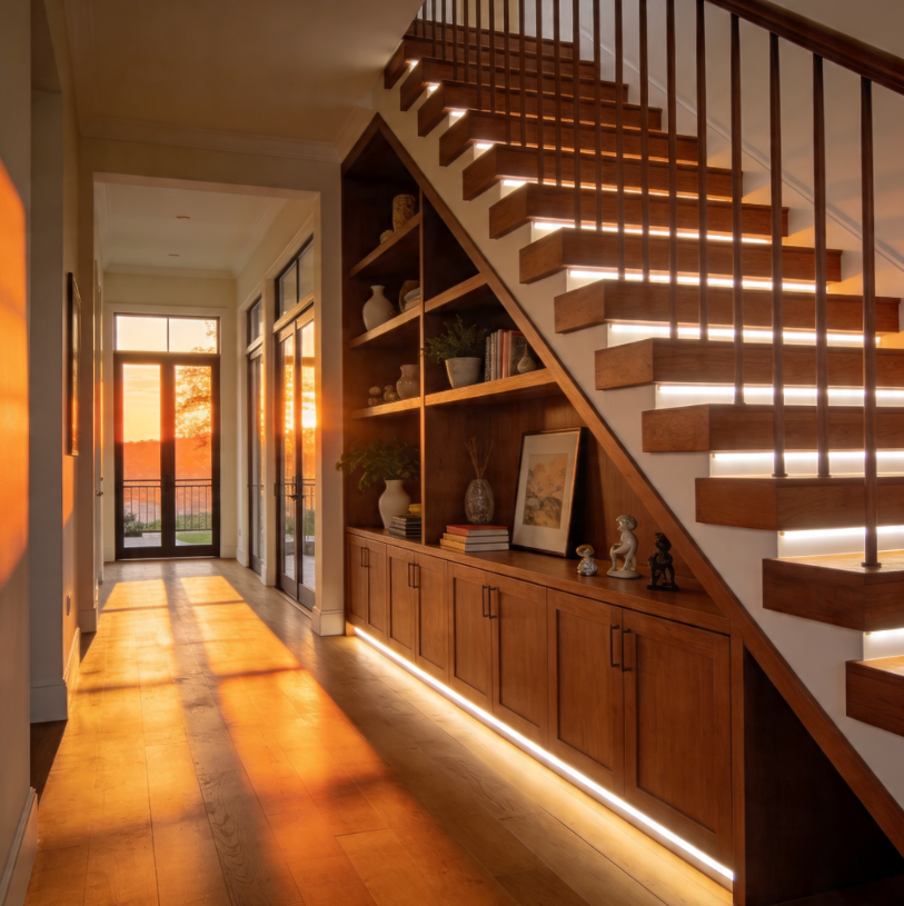 osvetlenie schodov led pasikom studena biela