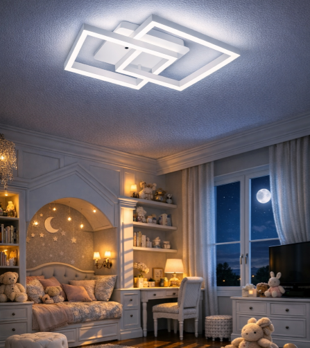 stropne biel led svetlo v detskej izbe, svieti dennou bielou 4000k farbou svetla