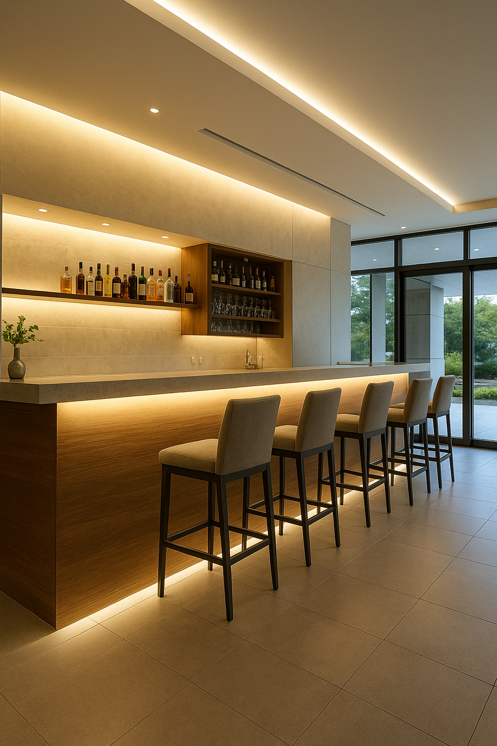 LED pás pri osvetlení v bare, reštaurácií či v kaviarni