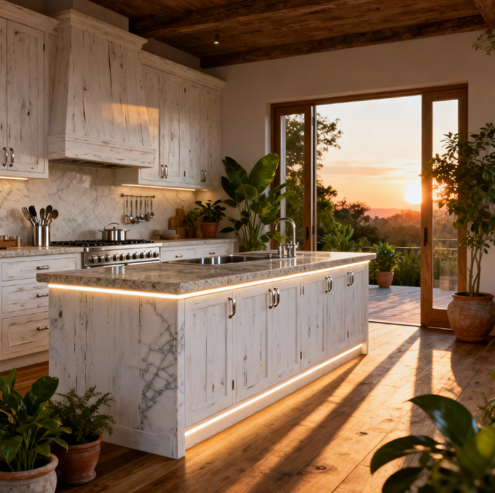 osvetlenie kuchynskej linky CCT duálnym LED pásikom so zmenou farbie bielej na teplú bielu 3000K