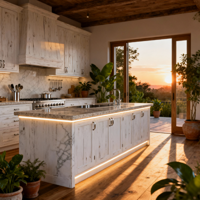 LED osvetlenie kuchynskej linky CCT bielym pásikom - teplá biela