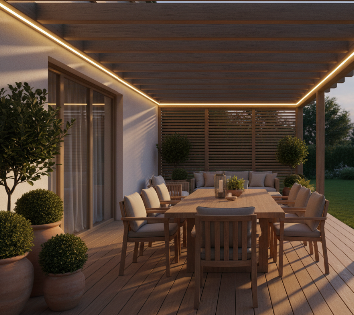 osvetlenie terasy led pásom 230v