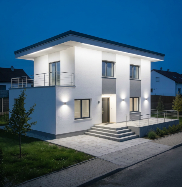 osvetlenie strechy domu led pásom 230v v jednom kuse