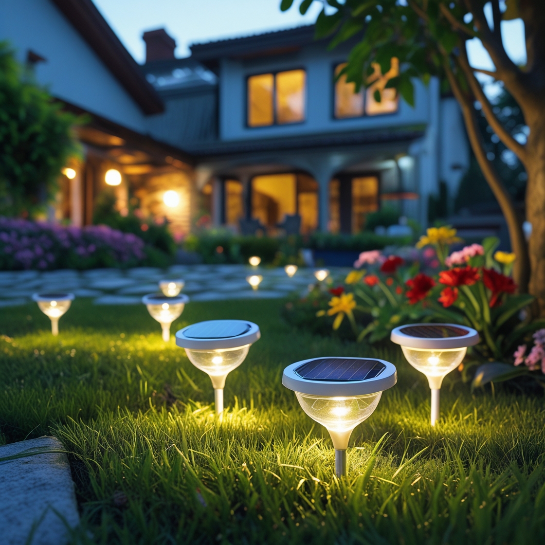 moderné LED solárne lampy do zeme so studeným svetlom