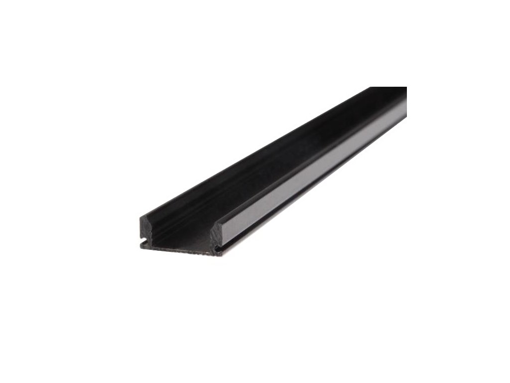 Brolux Hliníková lišta Fatis Čierna, anodizovaný profil pre LED pásiky do 12mm, 2m, 1ks