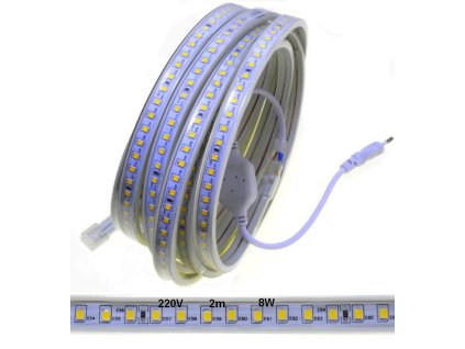 sada 2m biely led pas 230v smd2835 120led m 8w m ip65