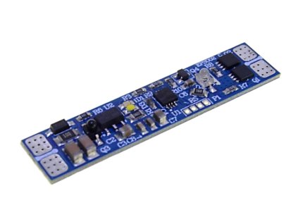 Bezdotykový vypínač a stmievač LED pásikov EPS002, umiestnenie do lišty bez otvoru, 6A 12V/72W 24V/144W – produkt z boku