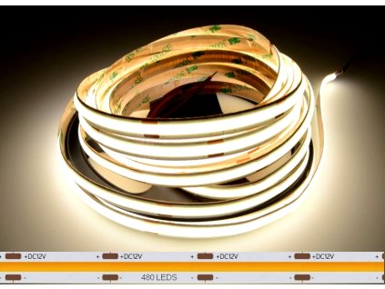 cob led pasik 5m 12v 4000k denna biela 10w m 480led m ip20