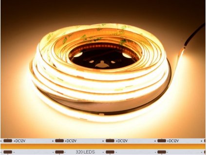 cob led pasik 5m 12v 3000k tepla biela 11w m 320led m ip20