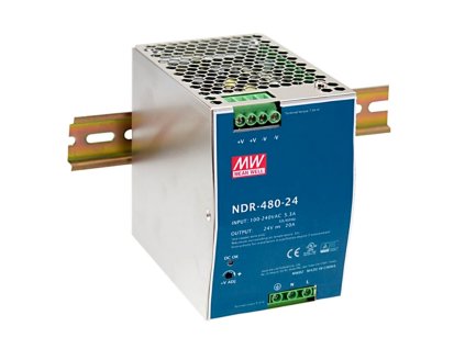 Mean Well LED Napájací impulzný zdroj na DIN lištu NDR-480-24 – produkt z boku