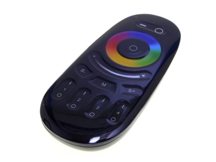 MLT RF Čierne diaľkové ovládanie RGB LED pásikov 4 okruhový, kompaktný a úsporný ovládač pre riadenie LED osvetlenia v interiéri