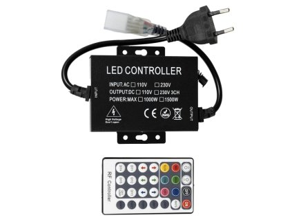 RF Ovládač k 230V RGB farebnému LED pásu alebo LED Neónu, kompaktný a úsporný ovládač pre riadenie LED osvetlenia v interiéri