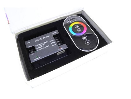 RF dotykový čierny ovládač RGB LED pásika 18A 12-24V 216-432W – pohľad na diaľkový ovládač