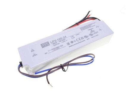 Mean Well Napájací spínaný vode odolný LED zdroj LPV-100-24 IP67, vodeodolný LED zdroj s krytím IP67 pre vonkajšie a vlhké priestory