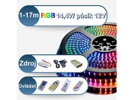 Ledstar Konfigurátor sady s RGB farebným 12V/14.4W LED pásikom 1až17m, ovládač na výber, zdroj na výber