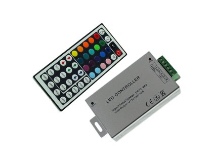 RGB ovládač pre LED pásik 12V 24V IR diaľkové ovládanie, 12A pre vysoké zaťaženie 144W 288W, ovládanie jasu alebo farieb COB LED pásov