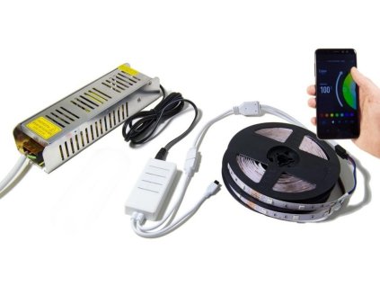 7267 11 led sada 5m rgbw biela na vyber led pasik 12v 14 4w m wifi tuya ovladac 230v kovovy zdroj 230v