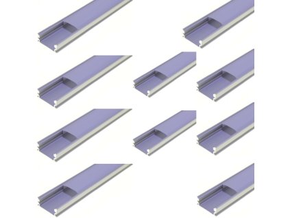 Hliníková lišta Fatis s krytom, anodizovaný profil pre LED pásiky do 12mm, 1m, 10ks – produkt z boku