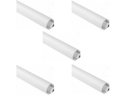 Brolux Hliníková lišta Satén, anodizovaný rohový profil s krytom pre LED pásiky do 10mm, 2m, 5ks