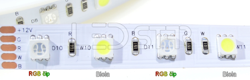 Brolux RGBW LED pásik 1m 24V 19,2W/m RGB+6500K Studená Biela IP20, MCA-T000015/1met Zvoľte variantu: Predaj na metre