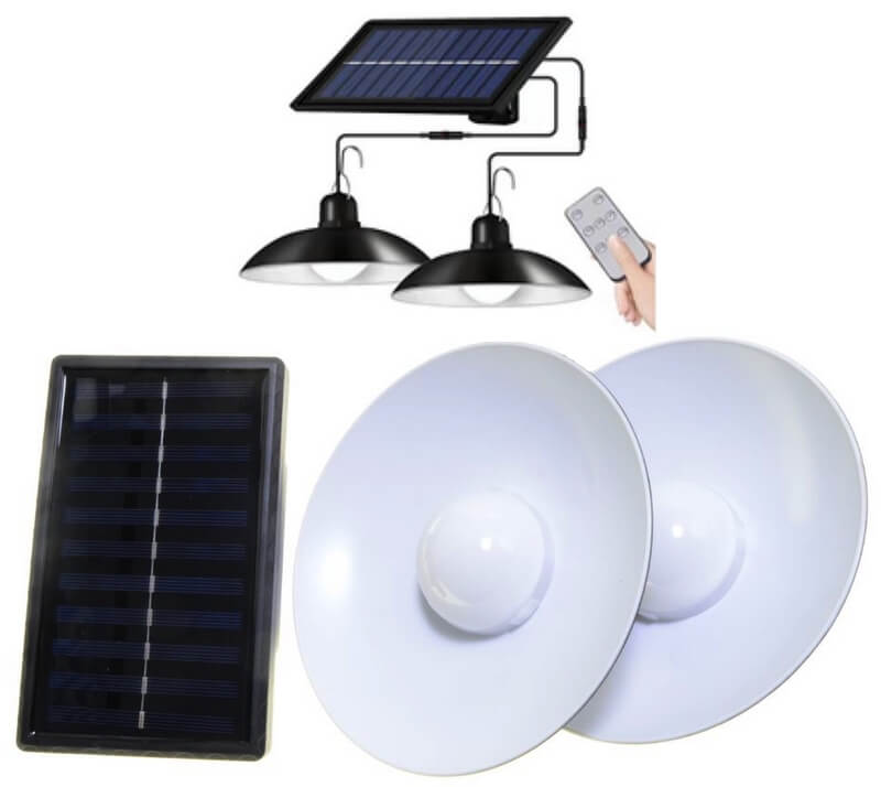 MasterLED Solárne závesné 2 ks LED lampy do záhrady alebo do interiéru, samostatný solárny panel s 3m káblom, IP44, ML0304