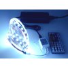 sada 5m RGB LED pásik 12V 7.2W/m IRD ovládač 230V zdroj do zásuvky, konektory samolepiaci pás