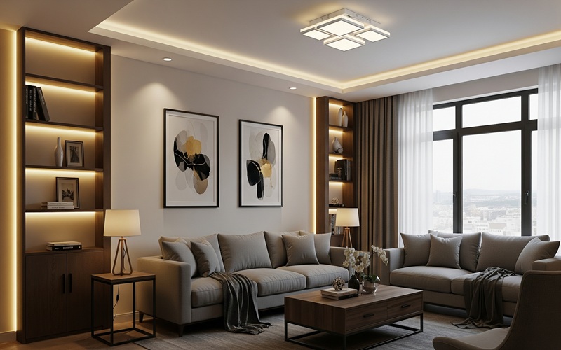 Wohnzimmer mit LED-Beleuchtung