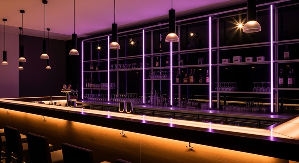 Bar mit hinterleuchtetem Flaschenregal