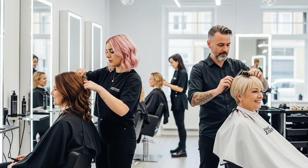 Friseursalon mit stimmungsvoller LED-Beleuchtung