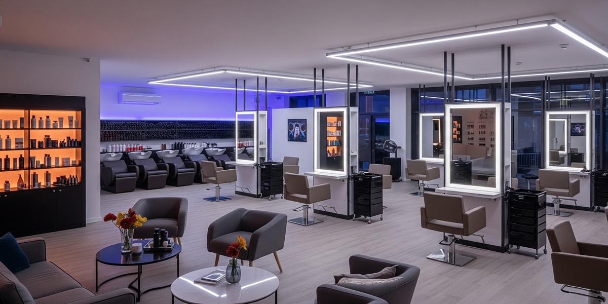 Friseursalon mit LED-Beleuchtung