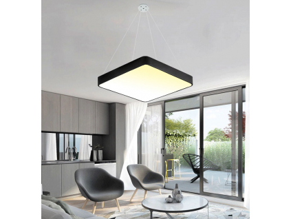 Závěsný Černý designový LED panel 500x500mm 36W teplá bílá