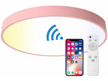 Růžový LED panel 400mm 24W smart CCT s ovladačem