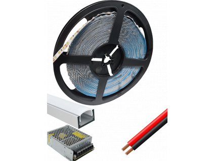 Kompletní sada LED pásek denní bílá 10m 120W s profilem