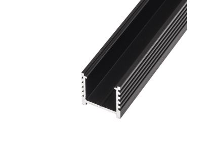 LED profil N12C - nástěnný černý, Profil bez krytu 2m