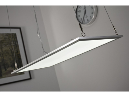 Stříbrný závěsný LED panel 300x1200mm 45W denní bílá