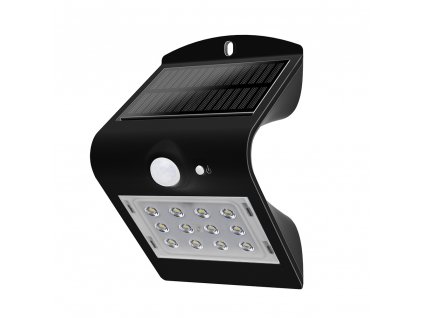 LED solární nástěnné svítidlo s pohybovým senzorem 1,5W-220 LM-IP65-černé