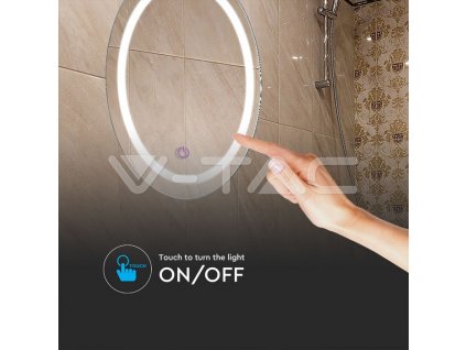 V-TAC Zrcadlo s LED osvětlením Do koupelny-kulaté 8W-IP44-3v1