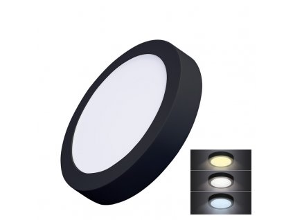 Solight LED mini panel CCT, přisazený, 18W, 1530lm, 3000K, 4000K, 6000K, kulatý, černá barva (Barevná teplota (К) 3000-6000 K, Stupeň krytí (IP) IP20)