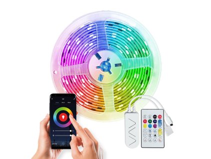 Solight wifi Smart LED světelný pás, RGB, 5m, sada s adaptérem a dálkovým ovladačem (Barevná teplota (К) RGB + CCT, Stupeň krytí (IP) IP20)