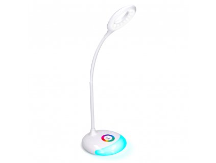 Solight LED stolní lampička nabíjecí, 5W, RGB podsvícení, stmívatelná, USB napájení (Barevná teplota (К) 5000 K, Barva krytu Bílá)