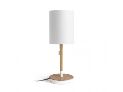 RENDL KEITH/RON 15/20 stolní s USB Polycotton bílá/buk 230V LED E27 15W (Barva / Materiál Polycotton bílá, buk)