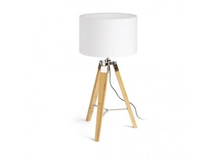 RENDL R14042 ALVIS/RON stolní lampa, dekorativní Polycotton bílá/bambus (Barva / Materiál Polycotton bílá, bambus)