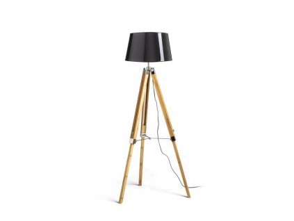 RENDL R14046 ALVIS/RIDICK stojanová lampa, dekorativní lesklá černá zlatá fólie/bambus/chrom (Barva / Materiál zlatá fólie, bambus, chrom, Barva Černá)