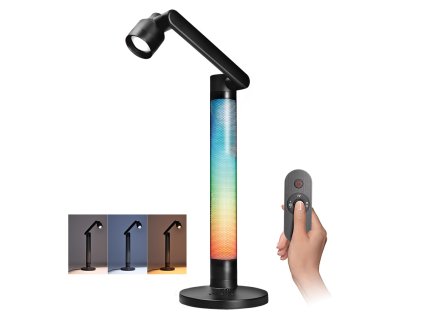 Solight LED stmívatelná lampička s RGB podsvícením, 10W, 600lm, změna chromatičnosti, dálkový ovladač (Barva krytu Černá, Barevná teplota (К) 3000-6000 K)